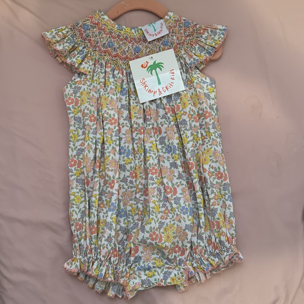 Shrimp & Grits Kids  Smocked bubble